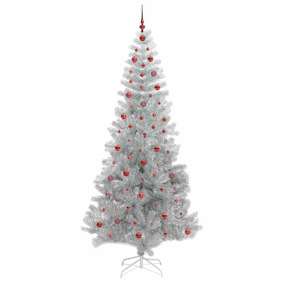 Sapin de Noël avec 300 LED avec support Argent 240 cm PET - 4