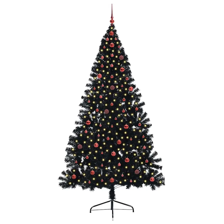 Sapin de Noël artificiel pré-éclairé Noir 240 cm PVC - 3