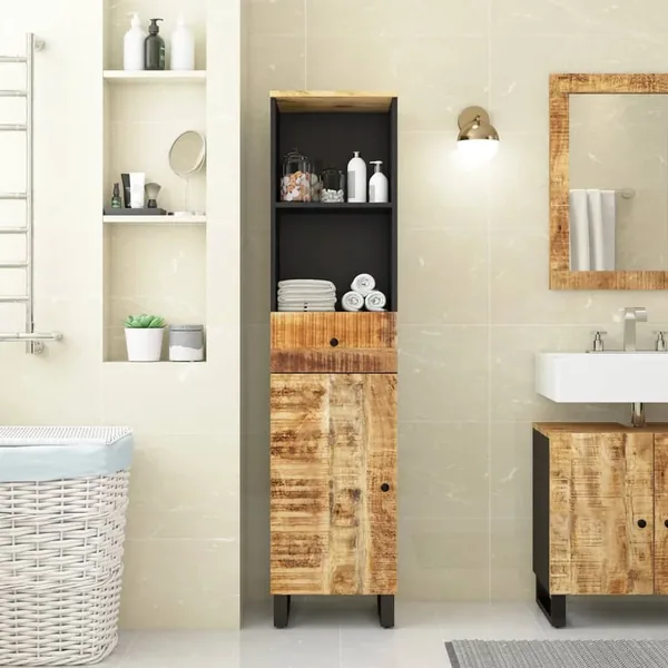 Armoire de salle de bain 38x33x160 cm bois massif de manguier