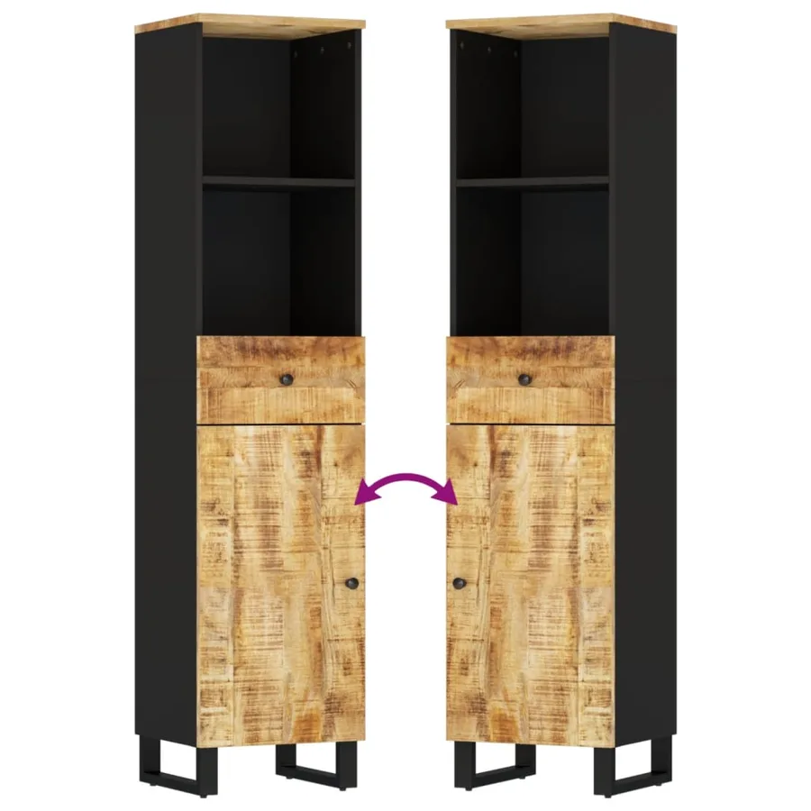 Armoire de salle de bain 38x33x160 cm bois massif de manguier - 7