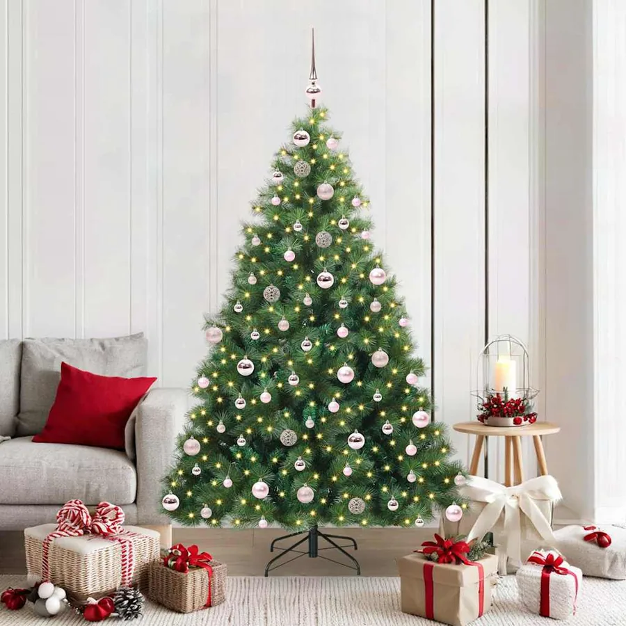 Sapin de Noël artificiel avec 300 LED Vert 180 cm PE et PVC