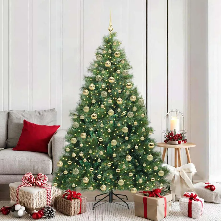 Sapin de Noël artificiel avec 300 LED Vert 180 cm PE et PVC