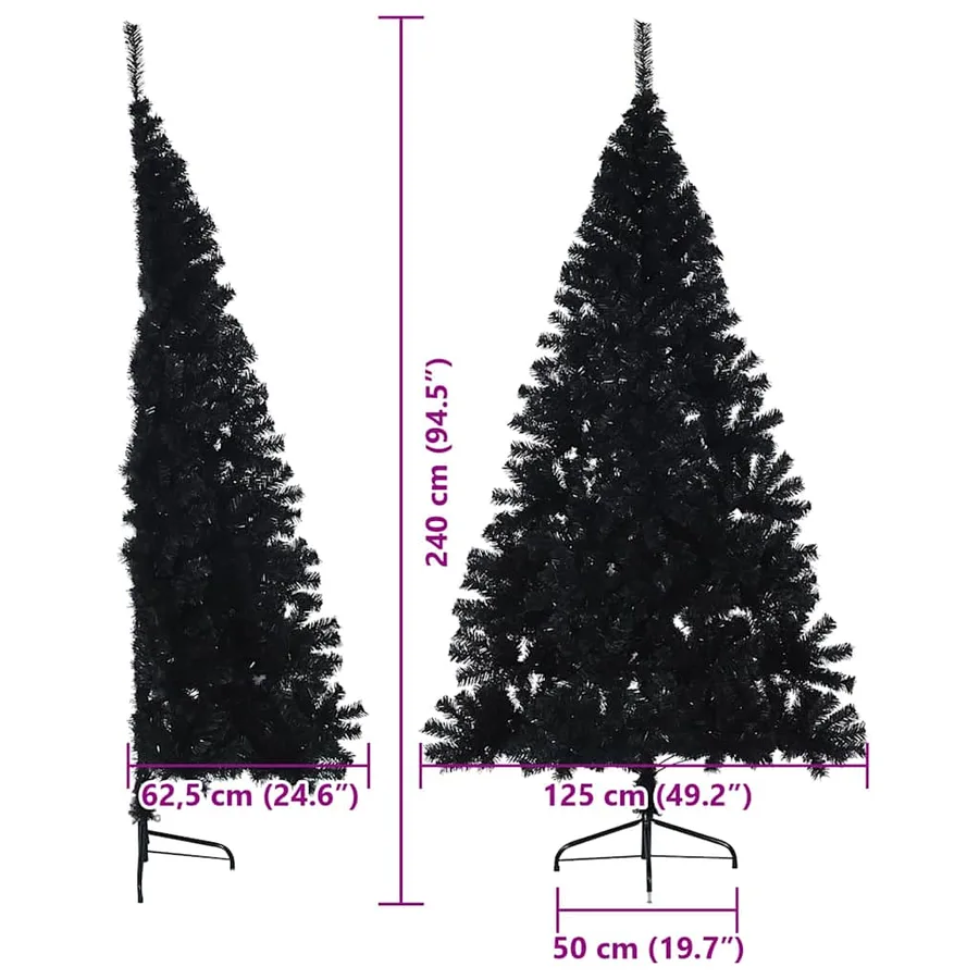 Sapin de Noël artificiel pré-éclairé Noir 240 cm PVC - 16