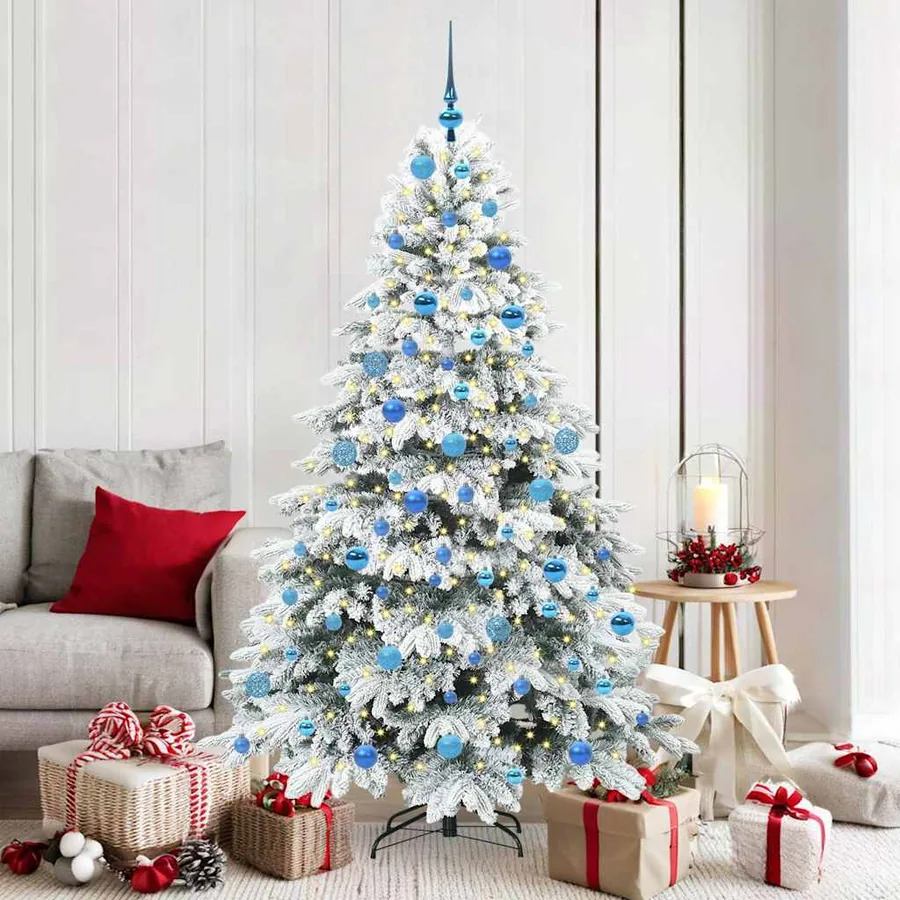 Sapin de Noël artificiel avec 300 LED Blanc 180 cm PE et PVC