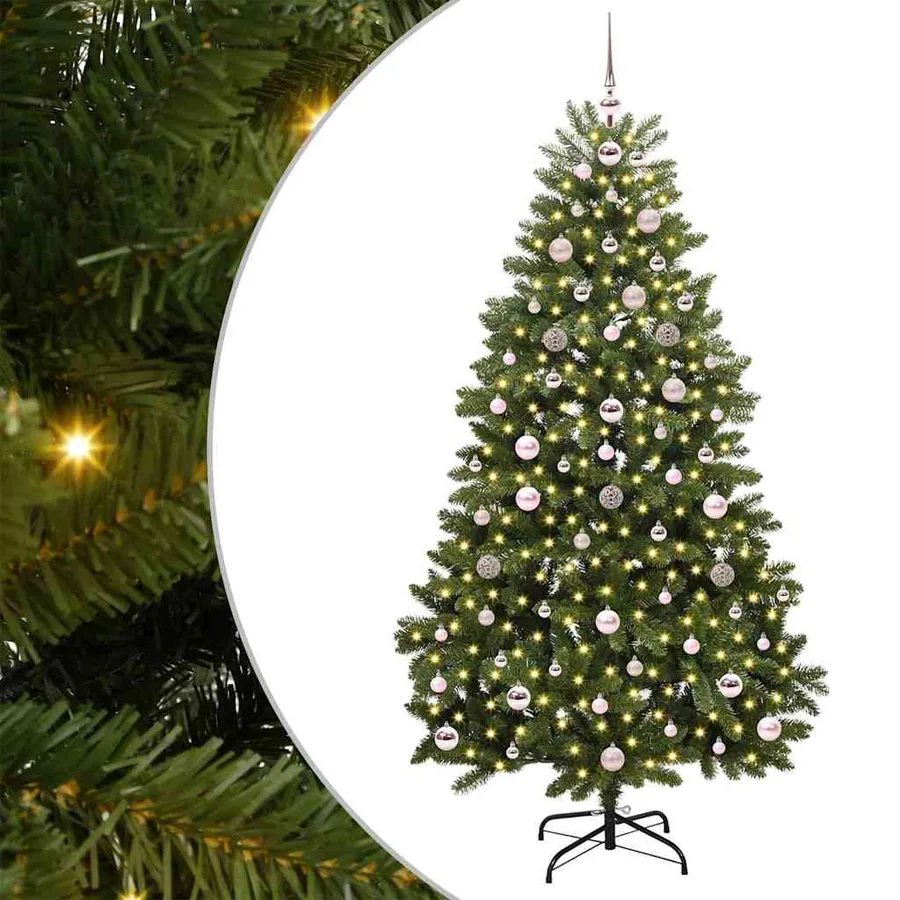 Sapin de Noël artificiel avec 300 LED Vert 180 cm PVC et métal - 2