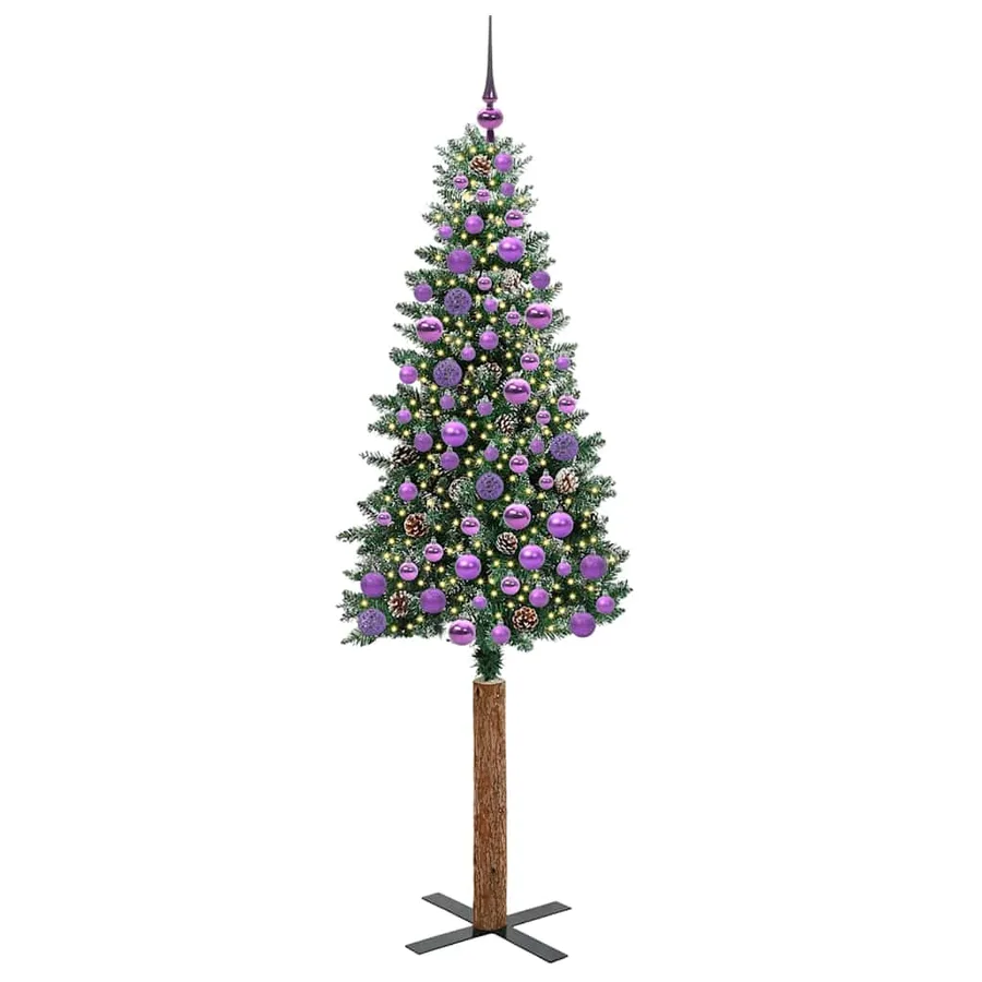 Sapin de Noël mince Vert 180 cm PVC et bois de pin massif - 3