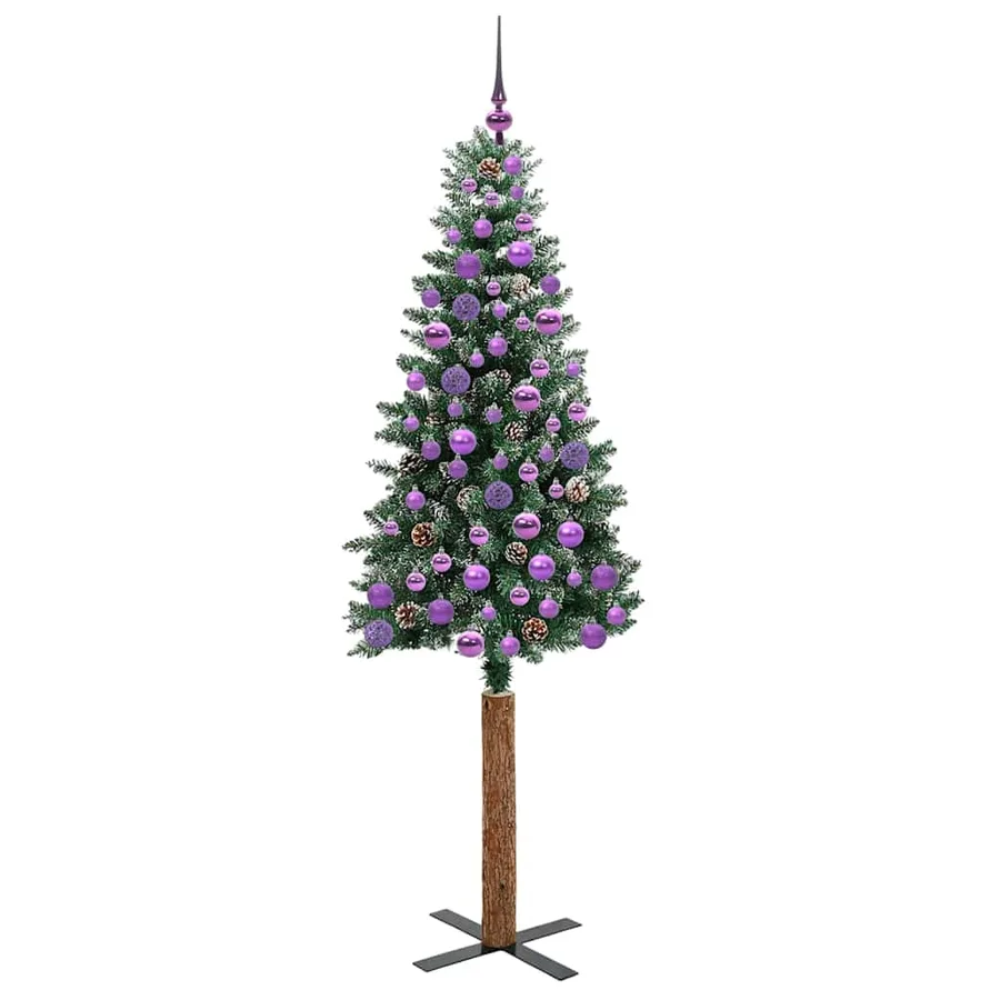Sapin de Noël mince Vert 180 cm PVC et bois de pin massif - 4