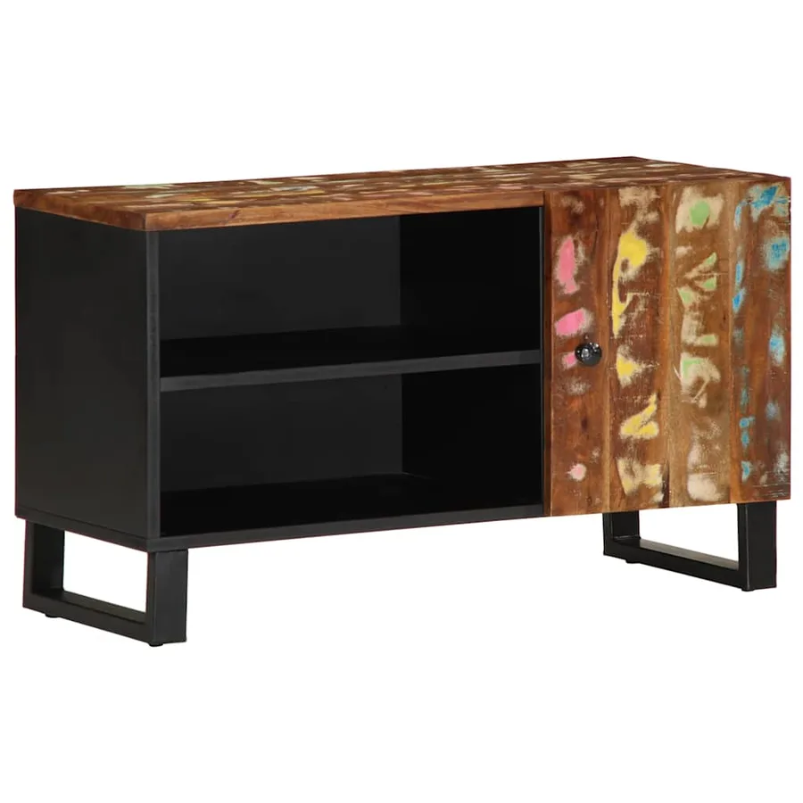 Meuble TV 80x33x46 cm bois de récupération et d'ingénierie - 2