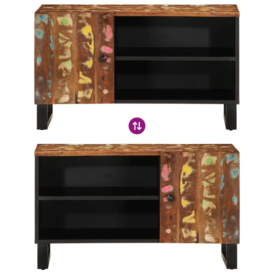 Meuble TV 80x33x46 cm bois de récupération et d'ingénierie - 6