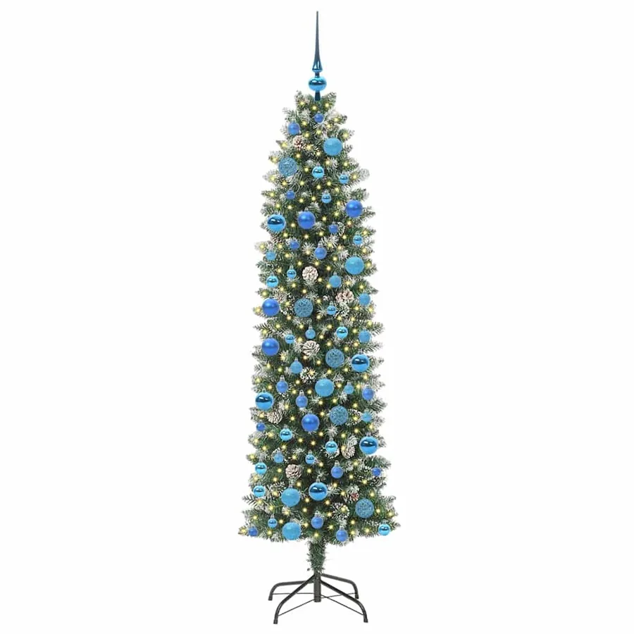 Arbre de Noël artificiel slim avec 300 LED Vert et blanc 180 cm - 3