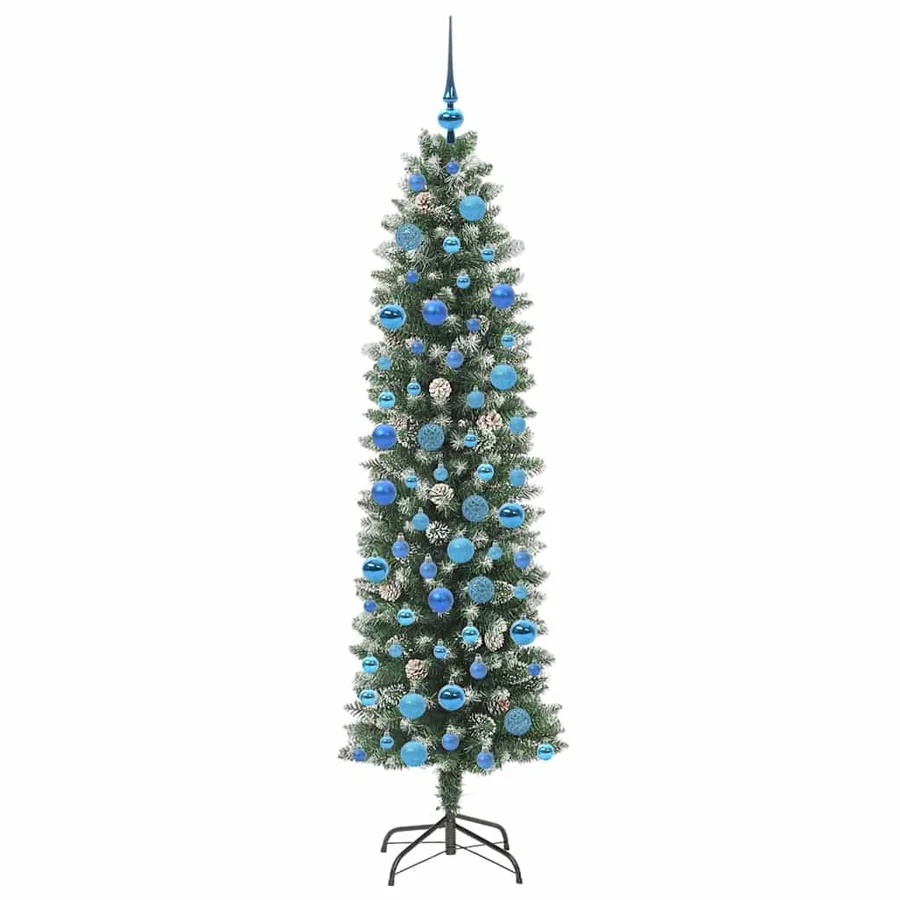 Arbre de Noël artificiel slim avec 300 LED Vert et blanc 180 cm - 4