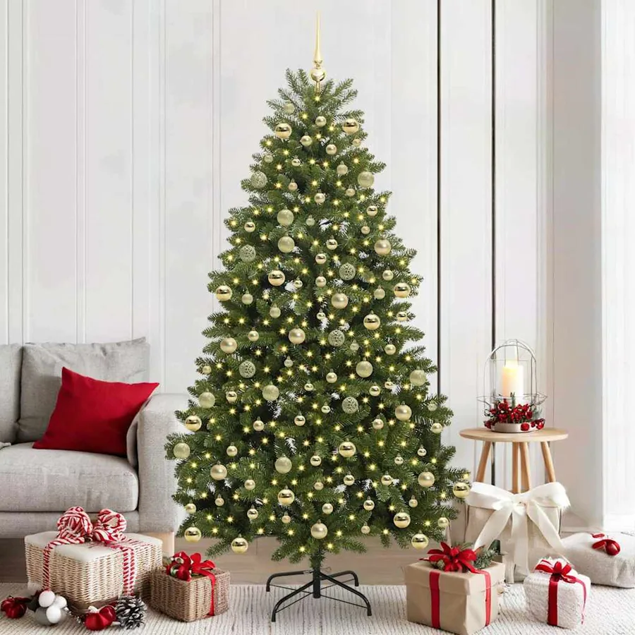 Sapin de Noël artificiel avec 300 LED Vert 210 cm PVC et métal