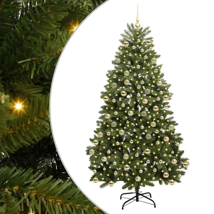 Sapin de Noël artificiel avec 300 LED Vert 210 cm PVC et métal - 2