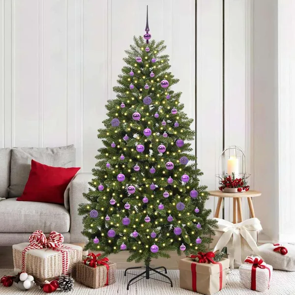 Sapin de Noël artificiel avec 300 LED Vert 180 cm PVC et métal