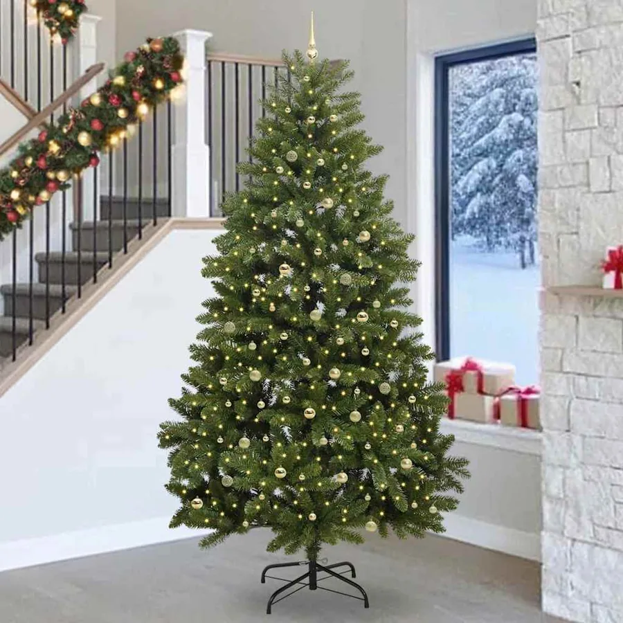 Sapin de Noël artificiel avec 300 LED Vert 270 cm PVC et métal