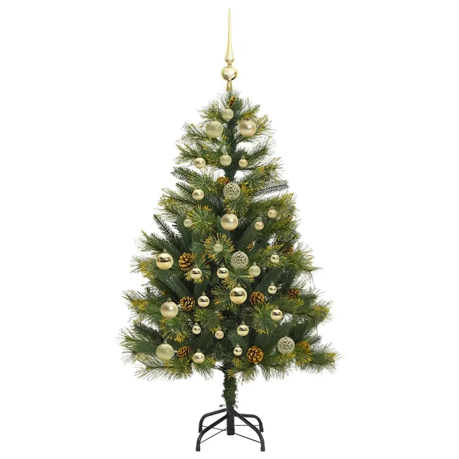 Sapin de Noël artificiel avec branches pliables et cônes 150 cm - 4