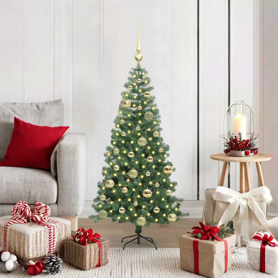 Sapin de Noël avec 150 LED avec support Vert 120 cm PVC