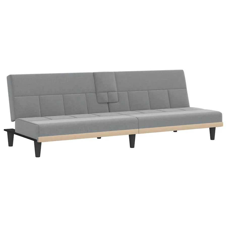 Canapé-lit avec porte-gobelets gris clair tissu - 2