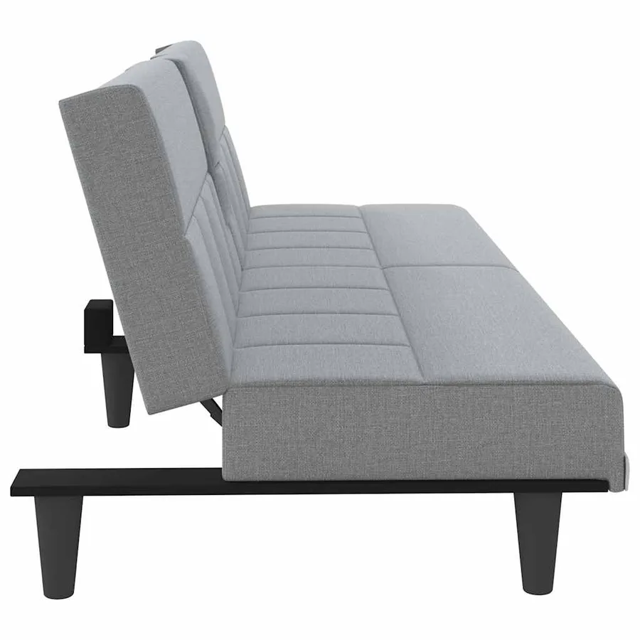 Canapé-lit avec porte-gobelets gris clair tissu - 7