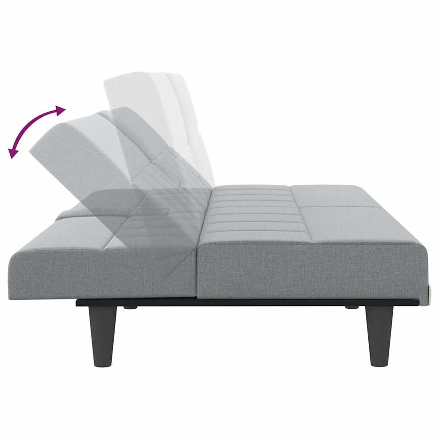 Canapé-lit avec porte-gobelets gris clair tissu - 9