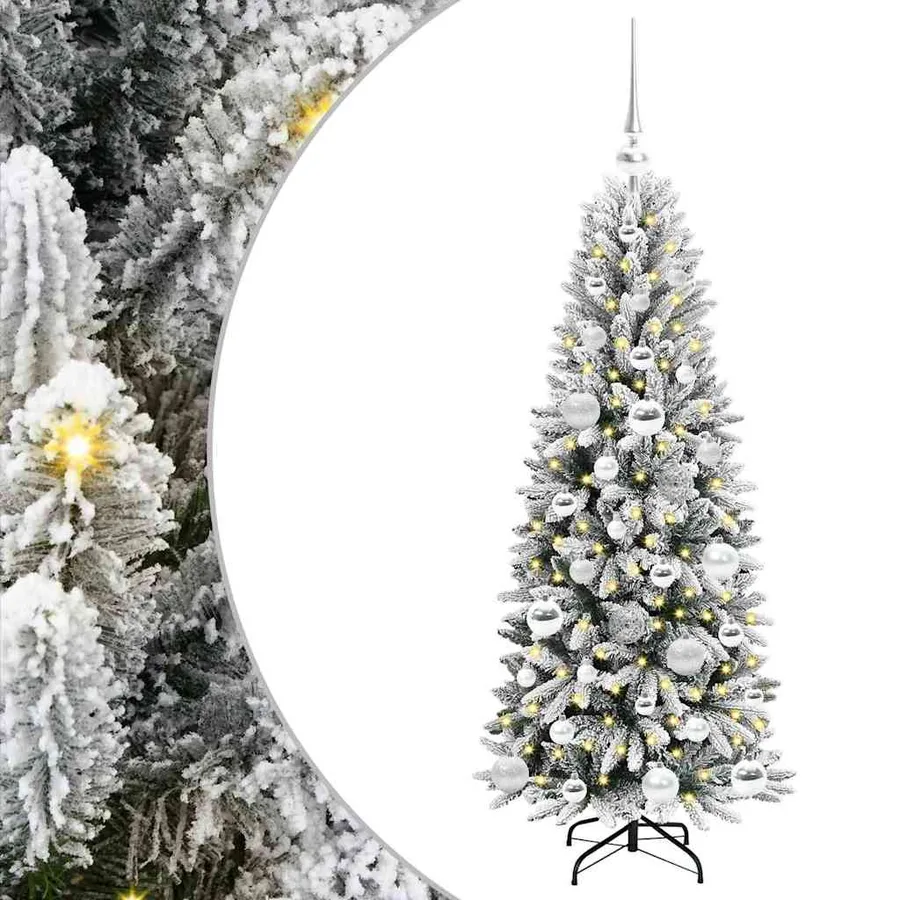 Sapin de Noël artificiel avec 150 LED avec support Blanc 120 cm - 2