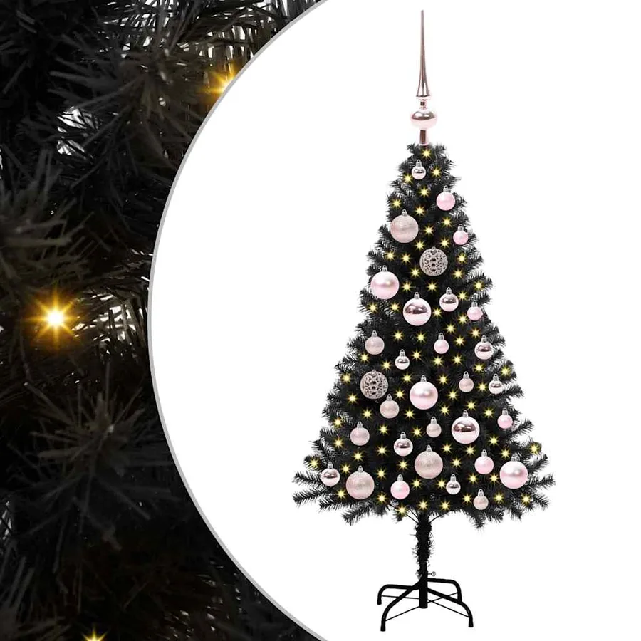 Sapin de Noël avec 150 LED avec support Noir 120 cm PVC - 2