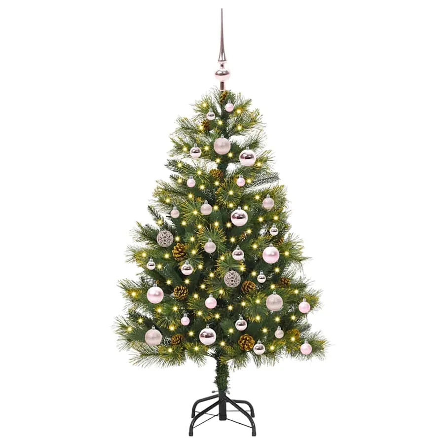 Sapin de Noël artificiel avec branches pliables et cônes 120 cm - 3