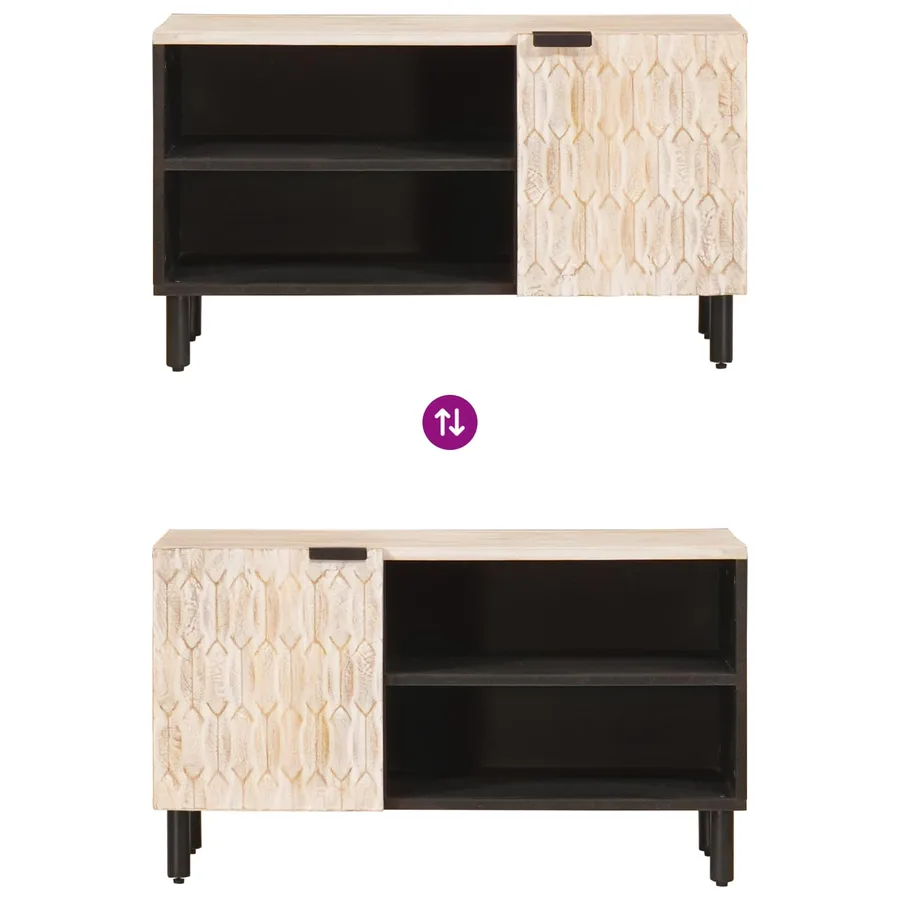 Meuble TV avec stockage Finition Lavage Blanc 80 x 33 x 46 cm - 10
