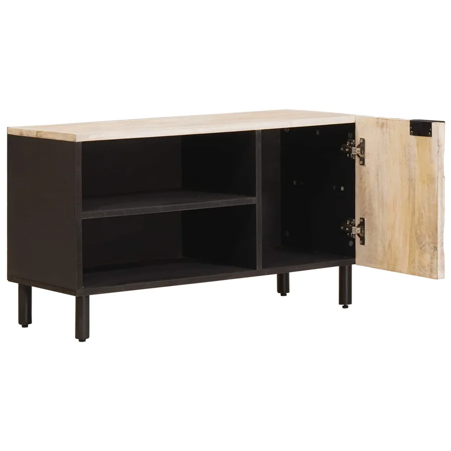 Meuble TV avec stockage Finition Lavage Blanc 80 x 33 x 46 cm - 2