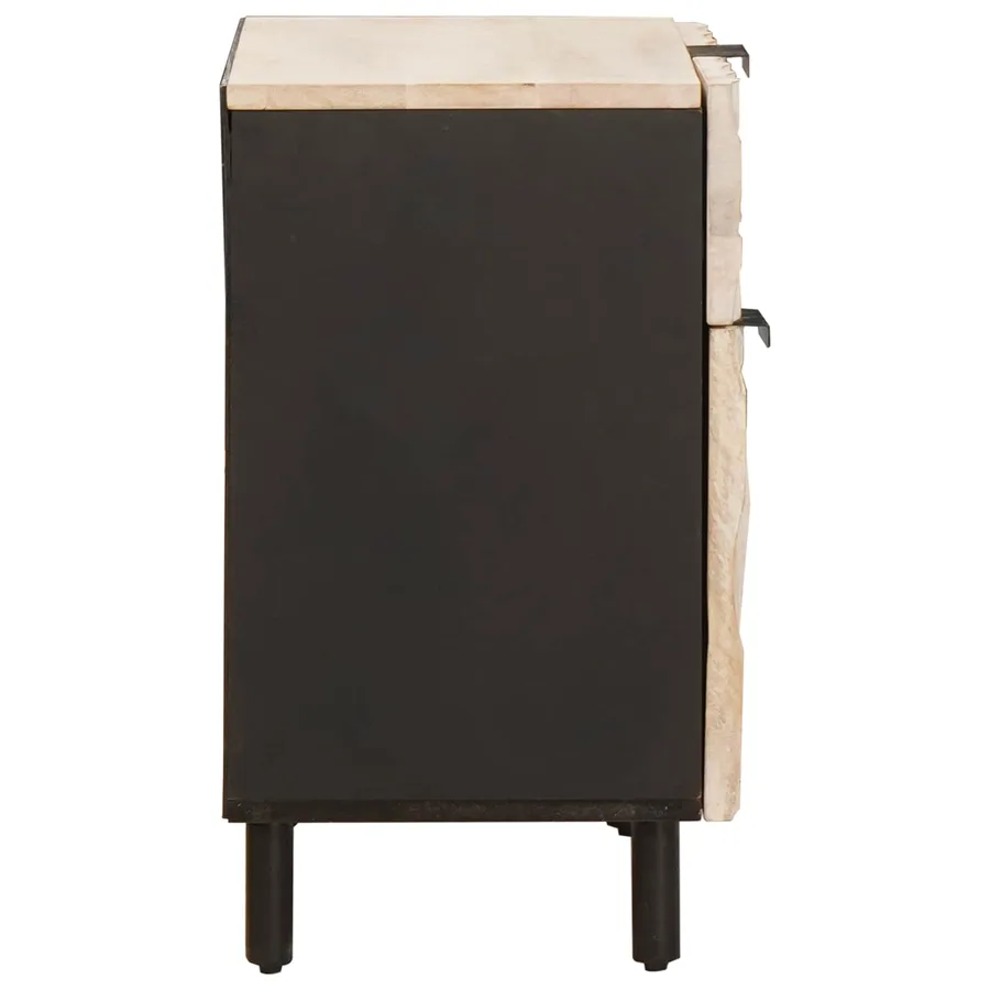 Cabinet de chevet Blanc 50 x 33 x 60 cm Bois de mangue massif - 4