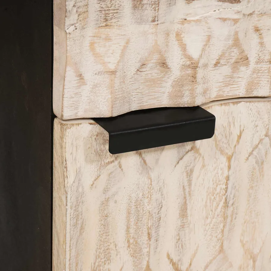 Cabinet de chevet Blanc 50 x 33 x 60 cm Bois de mangue massif - 7