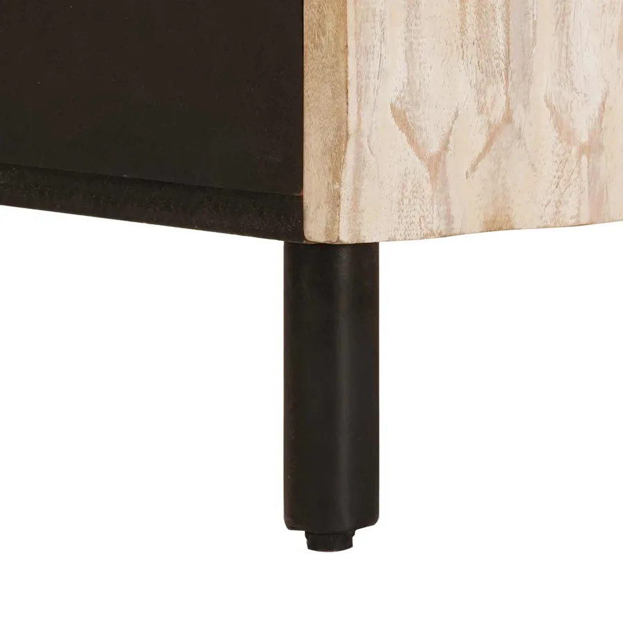 Cabinet de chevet Blanc 50 x 33 x 60 cm Bois de mangue massif - 9