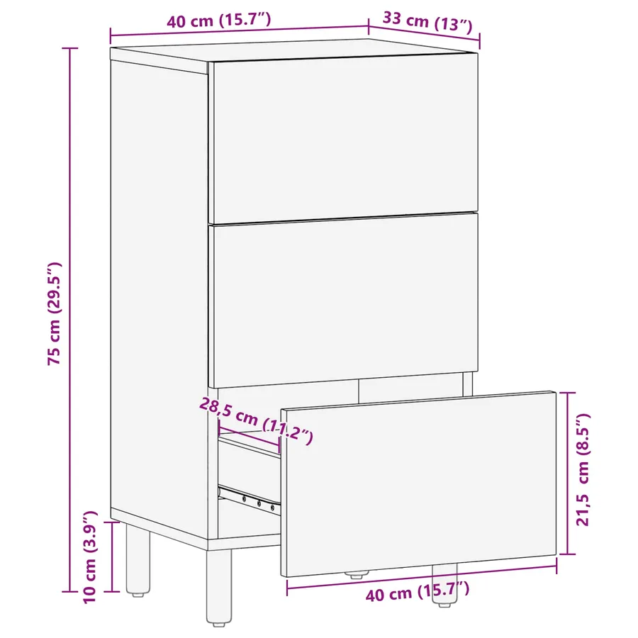 Buffet avec tiroir Finition Lavage Blanc 40 x 33 x 75 cm - 11
