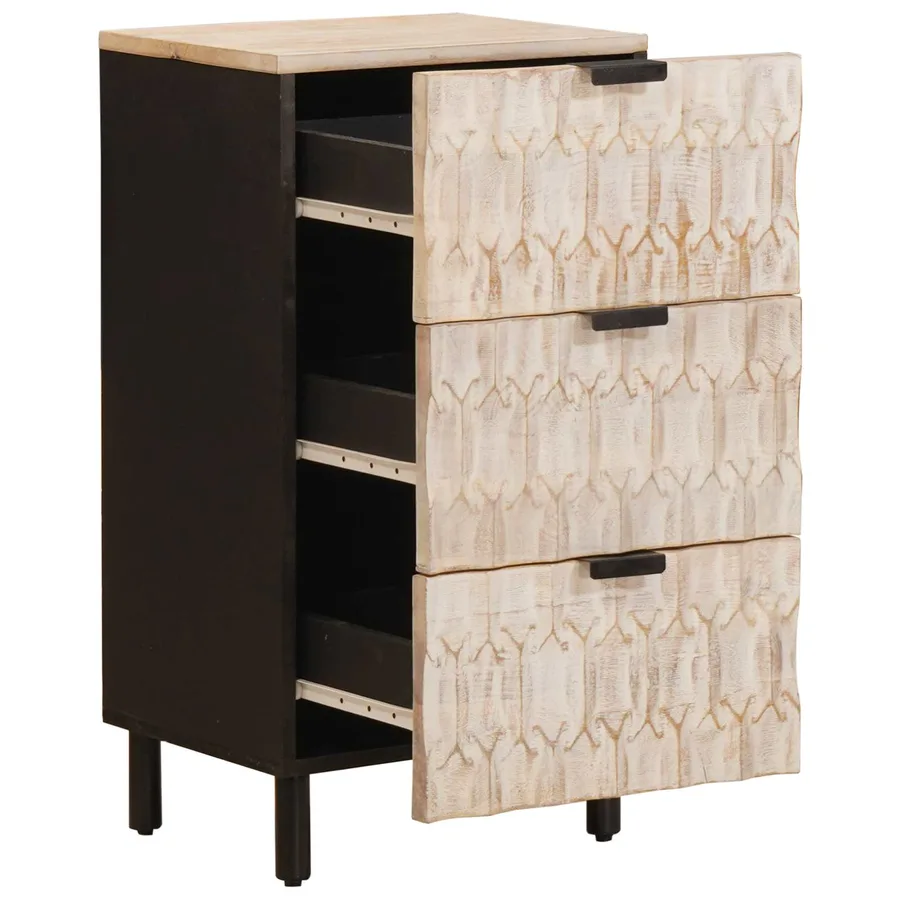 Buffet avec tiroir Finition Lavage Blanc 40 x 33 x 75 cm - 2