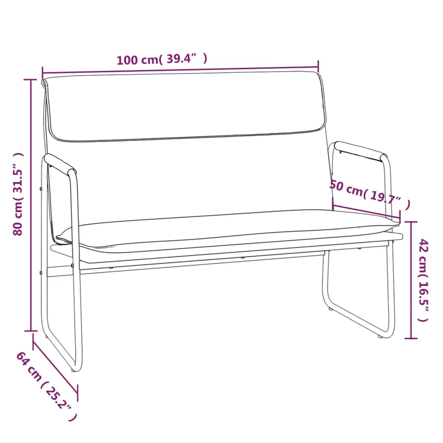 Banc Cappuccino 100x64x80 cm Similicuir - 8