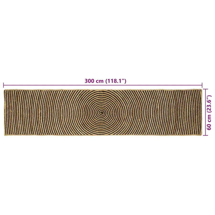 Tapis de surface Noir 60 x 300 cm Jute - 9