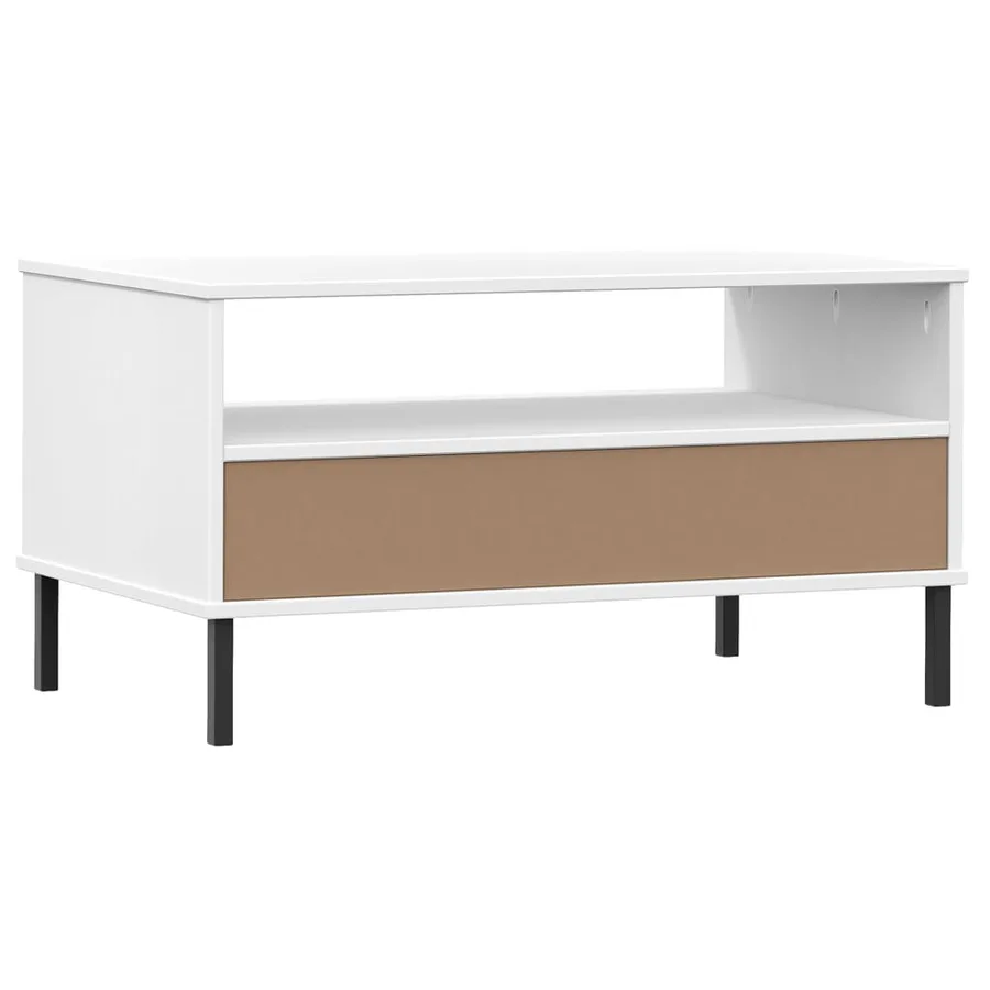 Table basse avec pieds en métal Blanc 85x50x45 cm Bois OSLO - 7