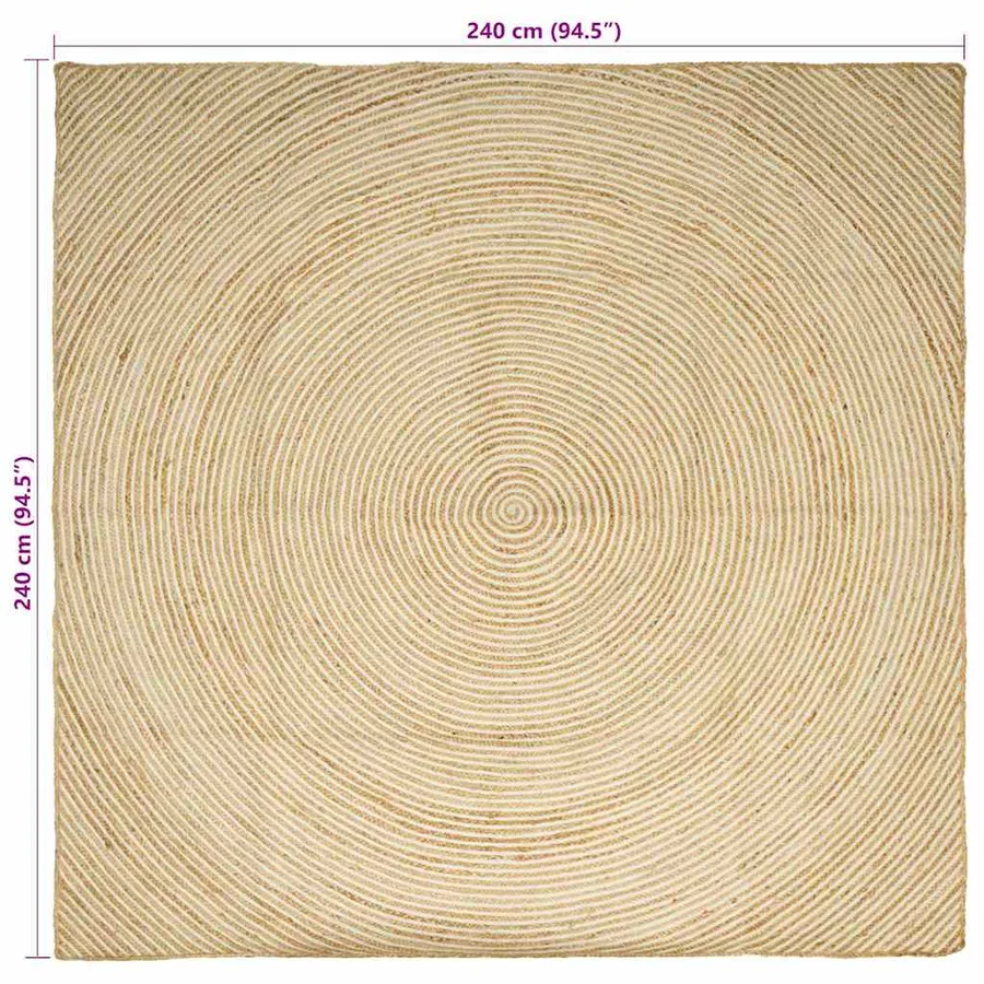 Tapis de surface Blanc 240 x 240 cm Jute - 8