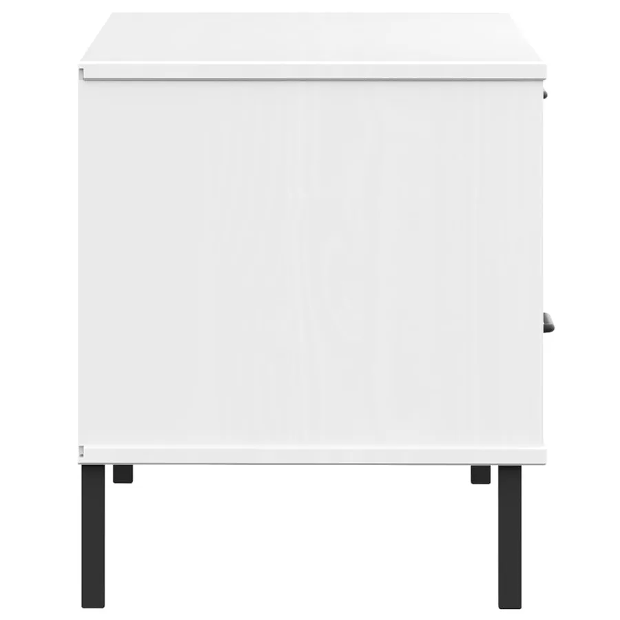 Meuble TV avec pieds en métal Blanc Bois de pin massif OSLO - 6