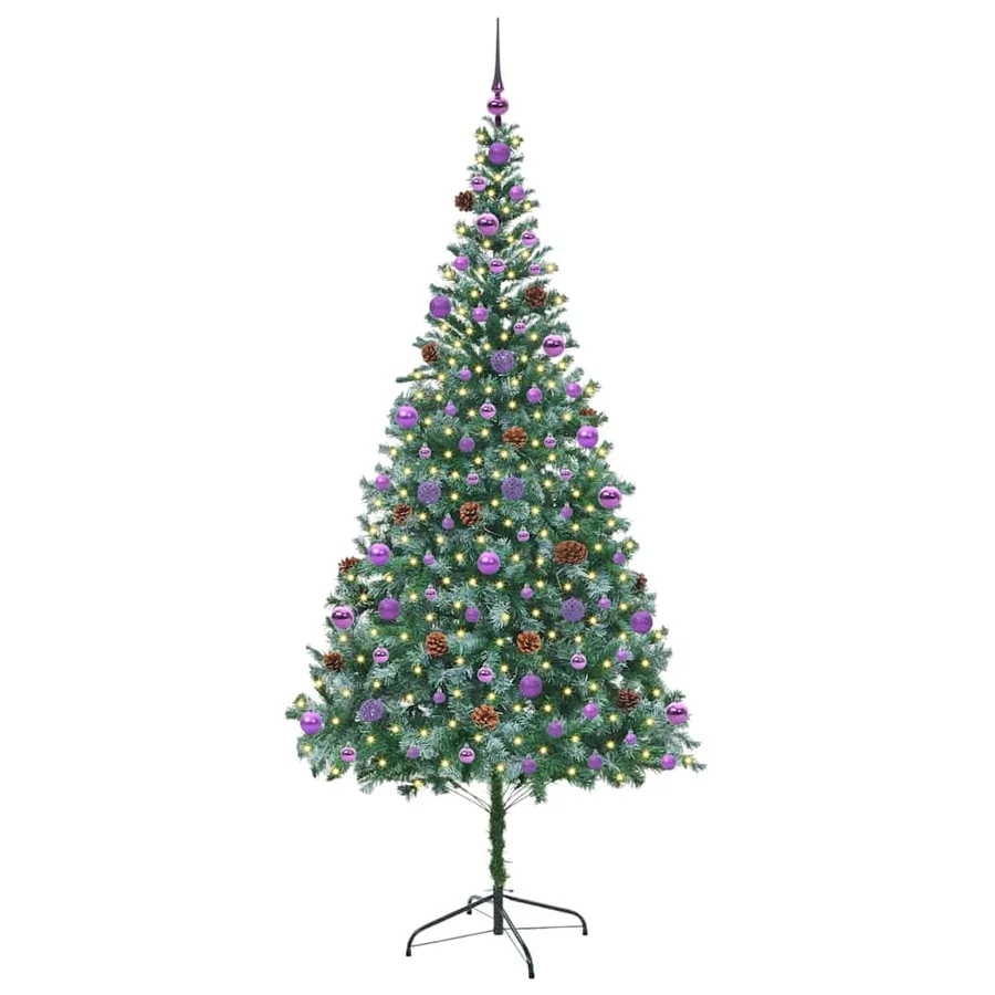 Sapin de Noël artificiel avec 300 LED Vert 210 cm PVC et Acier - 3