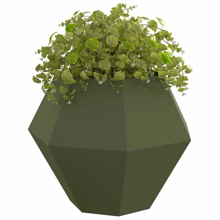 Jardinière 2 pc Vert olive 100 x 100 x 80 cm Acier - 3