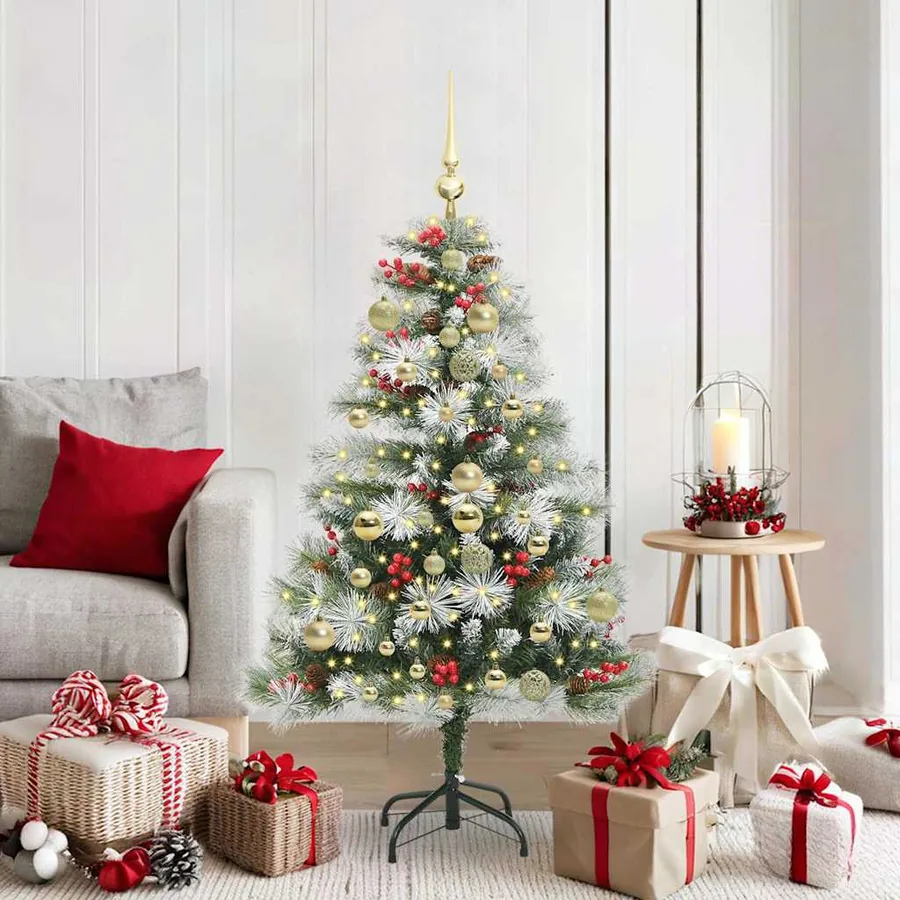 Sapin de Noël artificiel Vert et blanc 150 cm