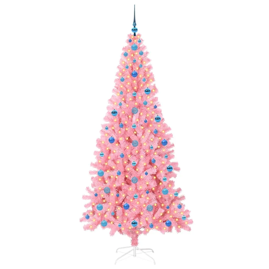 Sapin de Noël avec 300 LED avec support Rose 210 cm PVC - 3