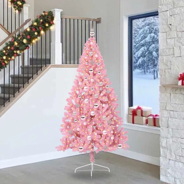 Sapin de Noël artificiel pré-éclairé Rose 240 cm PVC