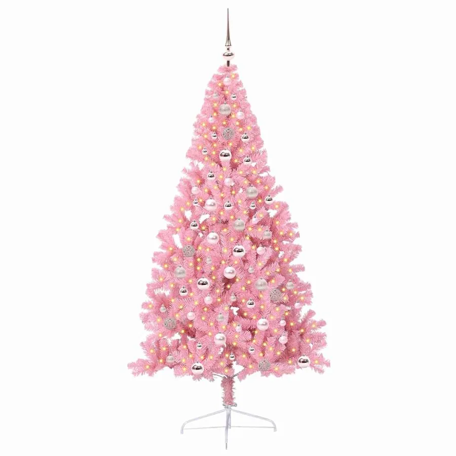 Sapin de Noël artificiel pré-éclairé Rose 240 cm PVC - 3