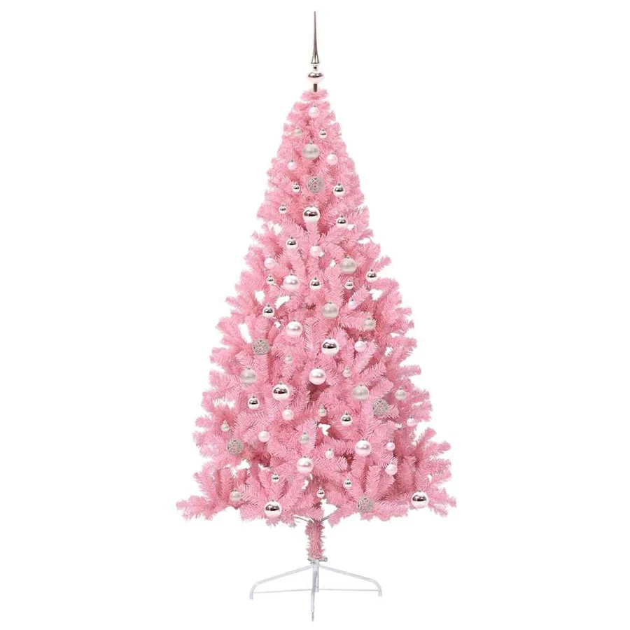 Sapin de Noël artificiel pré-éclairé Rose 240 cm PVC - 4