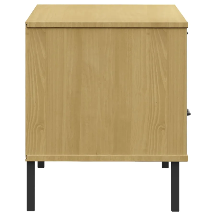 Meuble TV avec pieds en métal Marron Bois de pin massif OSLO - 6