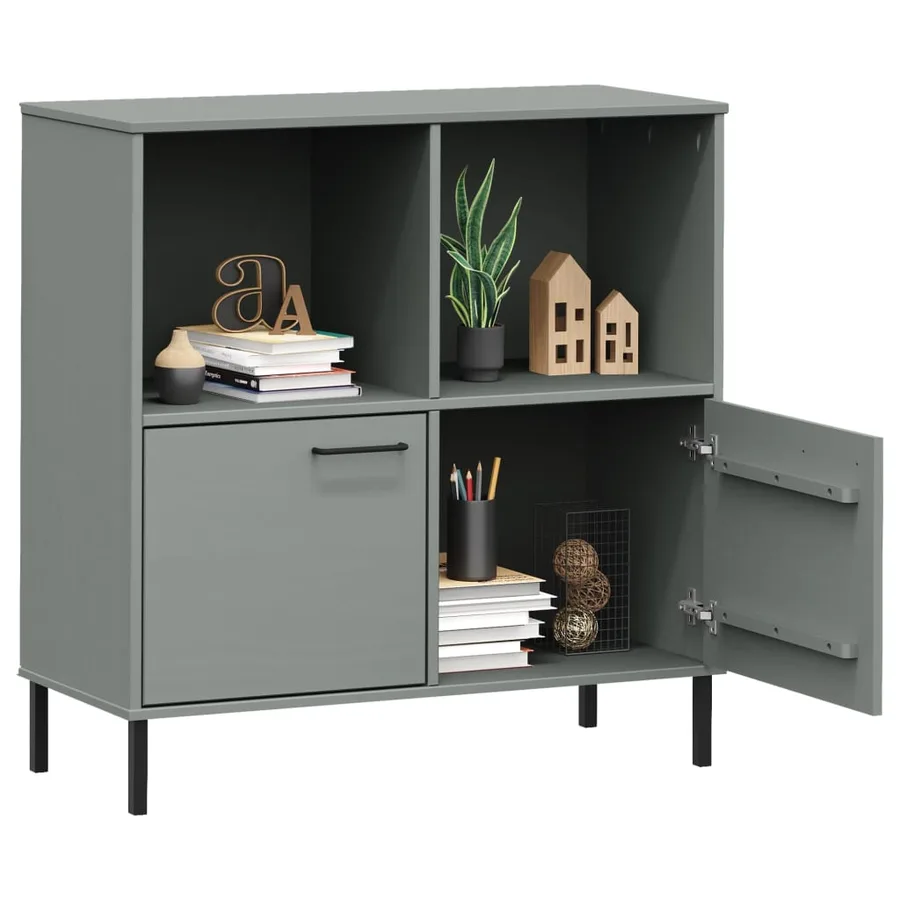 Bibliothèque avec pieds en métal Gris 90x35x90,5 cm Bois OSLO - 3
