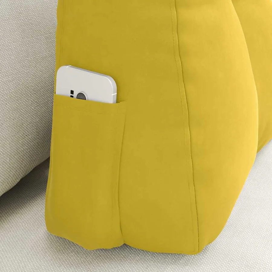 Coussin de Dos Jaune 60 x 24 x 50 cm Velours - 5