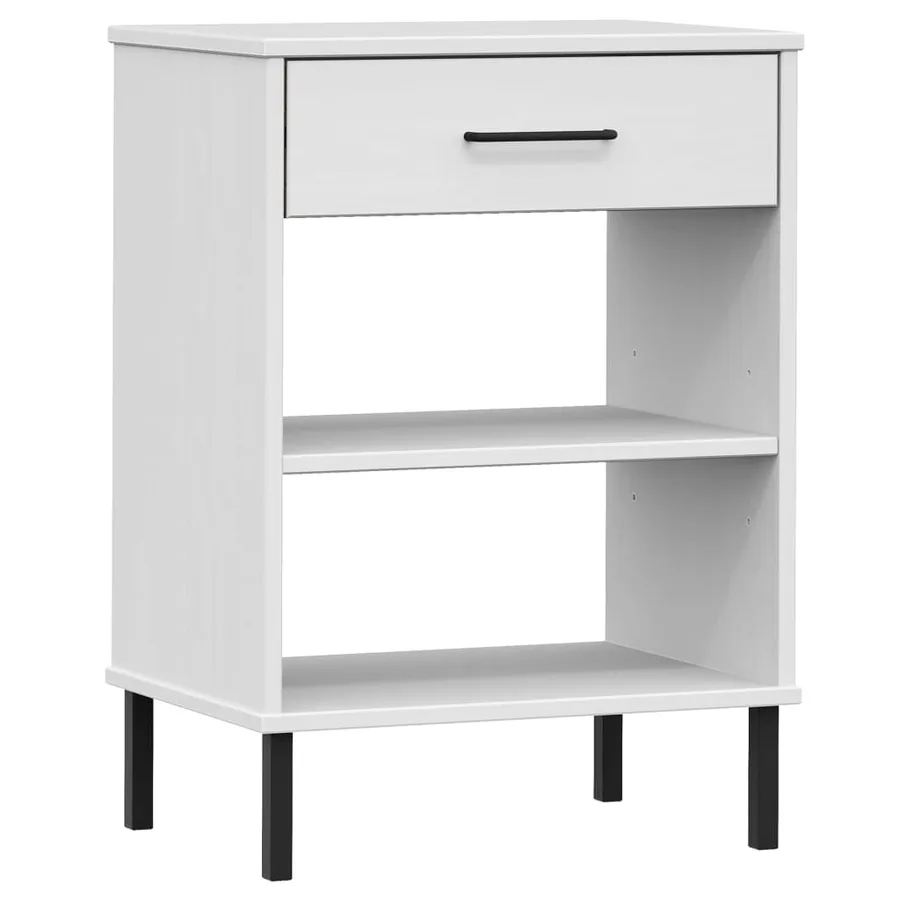 Armoire console avec pieds en métal Blanc Bois pin massif OSLO - 2